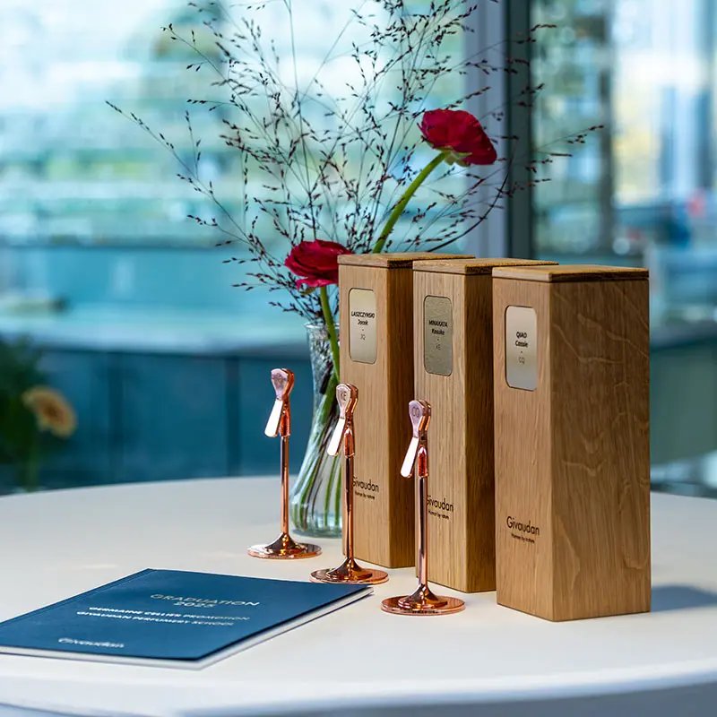 The awards positioned on a table