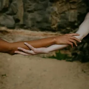 Two people holding each other