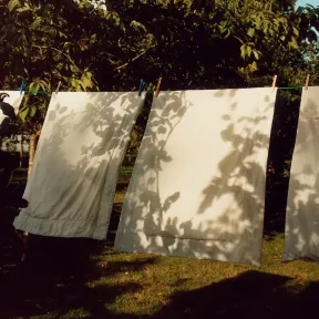 Laundry drying in the wind outdoors